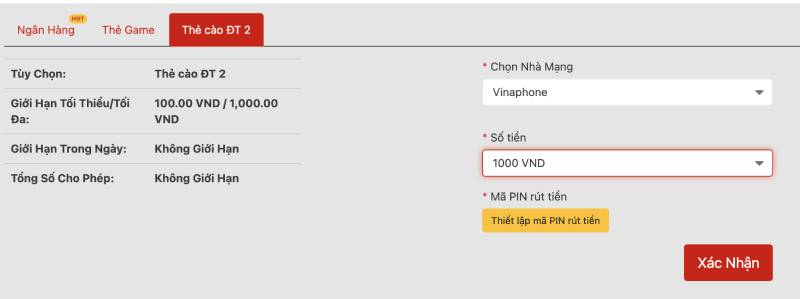 Cách Rút tiền VN88 Về Tài Khoản Nhanh Nhất 2025 5 Rút tiền qua thẻ cào điện thoại (Nhanh gọn, tiện lợi)